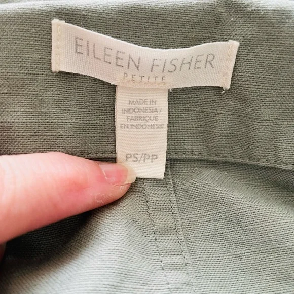 Eileen Fisher Organic Cotton Hemp Green Canvas Jacket Snap Closure Size PS